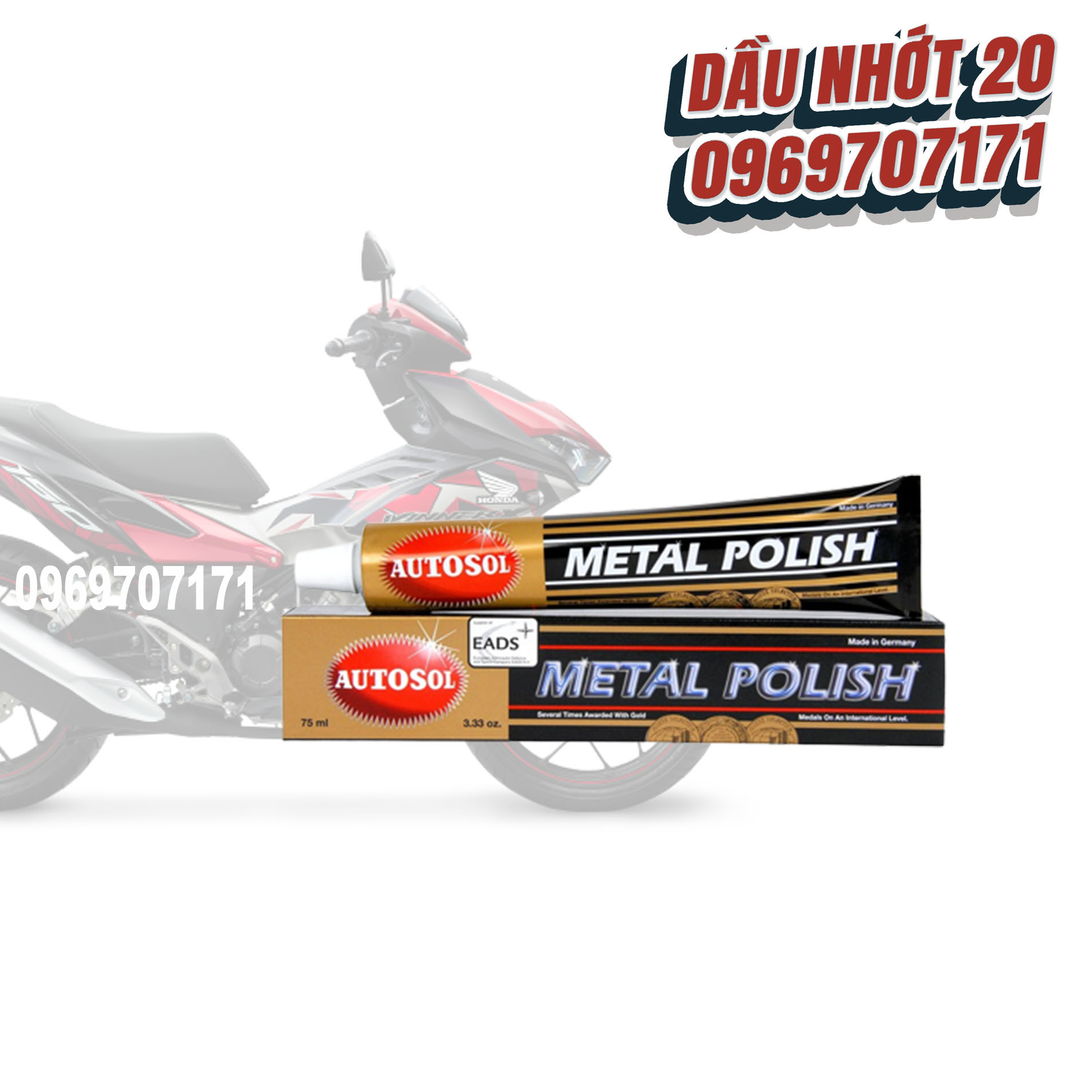 Tuýp lớn 100g(75ml) Autosol Metal Polish - Kem đánh bóng kim loại, sơn inox, nhôm, lư đồng