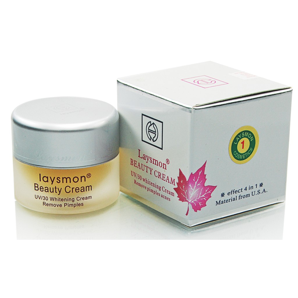 Kem Dưỡng trắng giảm Nám sắc tố đen ngừa mụn trứng cá đầu đen Laysmon Whitening Beauty Cream UV/30 15g