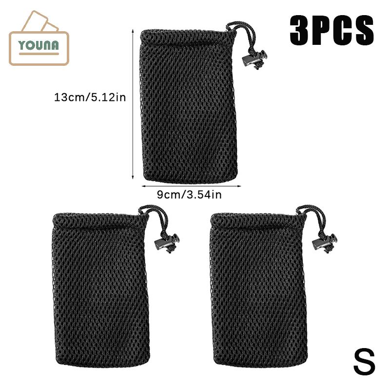 YOUNA 3 cái nylon lưới dây kéo lưu trữ Pouch Túi đa mục đích du lịch hoạt động ngoài trời Pouch cho sản phẩm kỹ thuật số