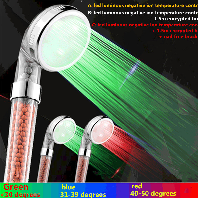 XIAOMIMIJIA Luminous temperature-controlled hand spray hand shower set water-stop shower booster anti-clogging nozzle bath sanitary ware accessories