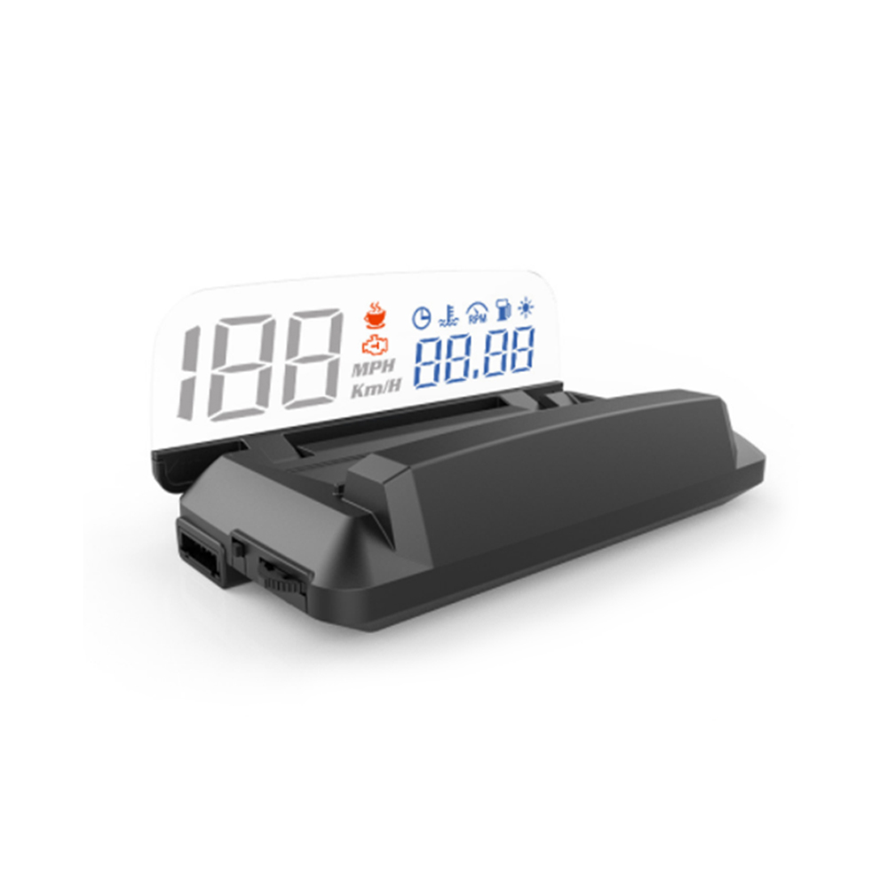 H400S High-definition Projection HUD Car Head Up Display OBDII Driving Computer with Multiple Functions and 5 Alarm Functions - Black