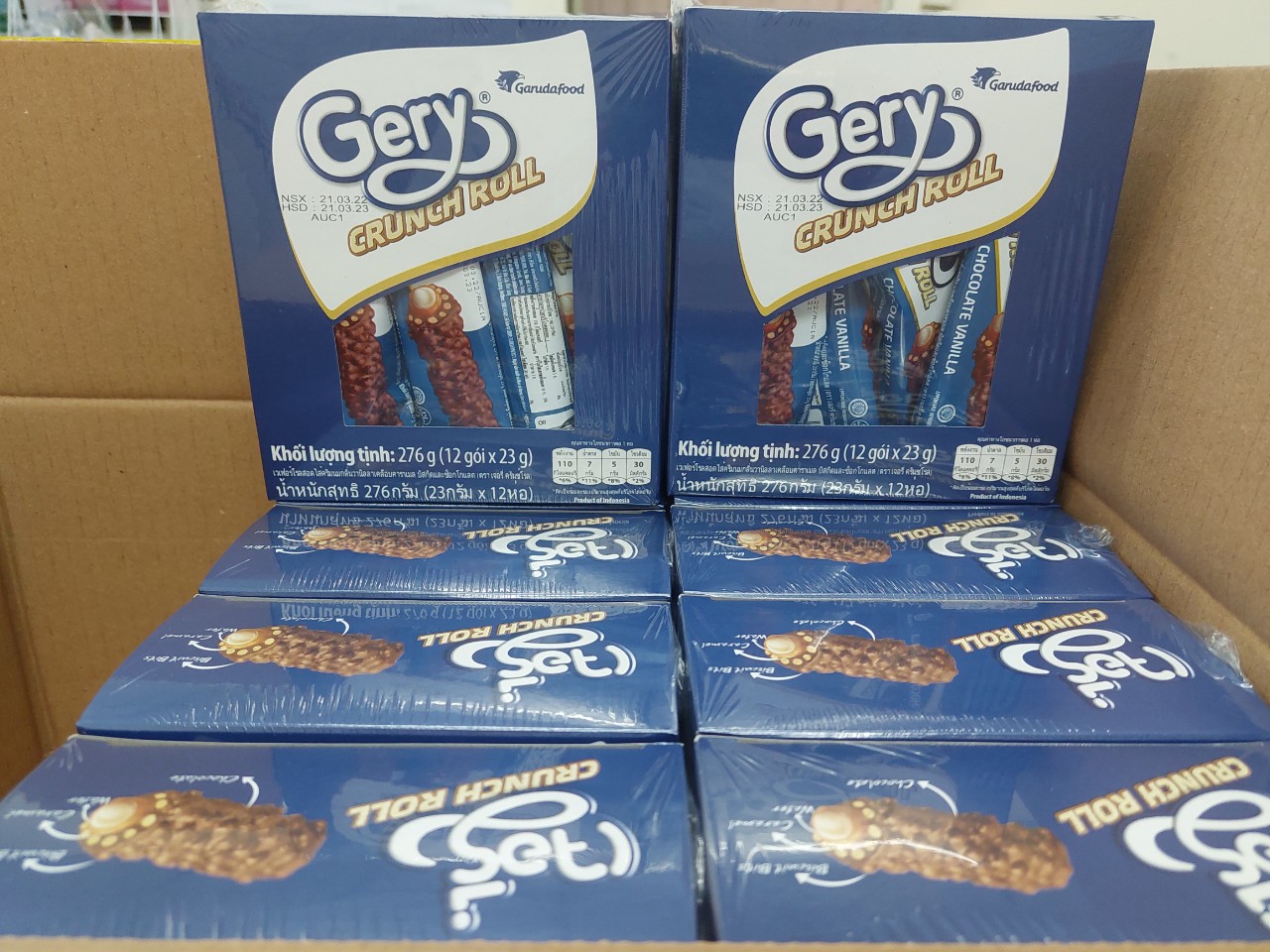 BÁNH CUỘN PHỦ SOCOLA GERY CRUNCH ROLL 276G (12 CHIẾC)