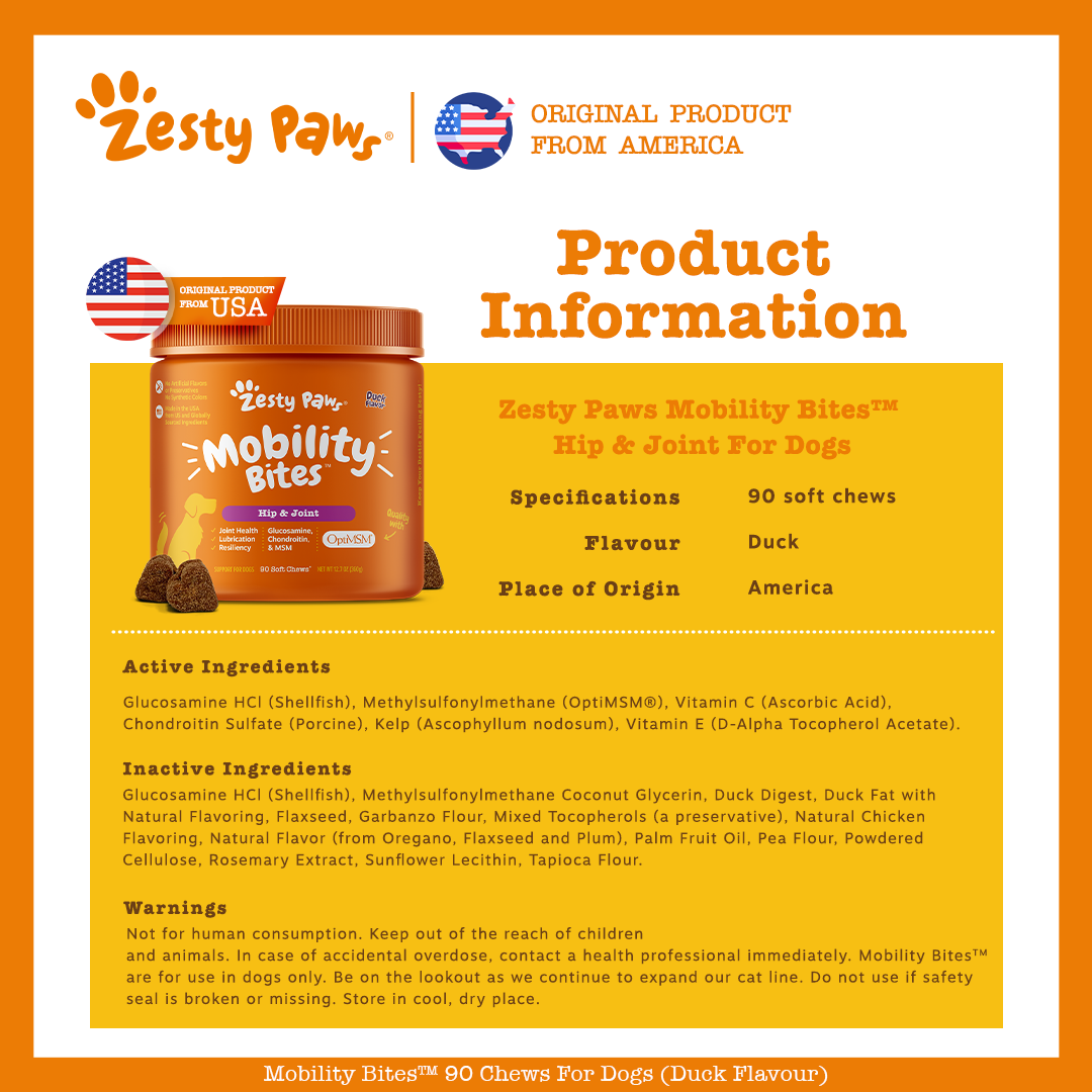 Zesty Paws Mobility Bites Duck 90ct