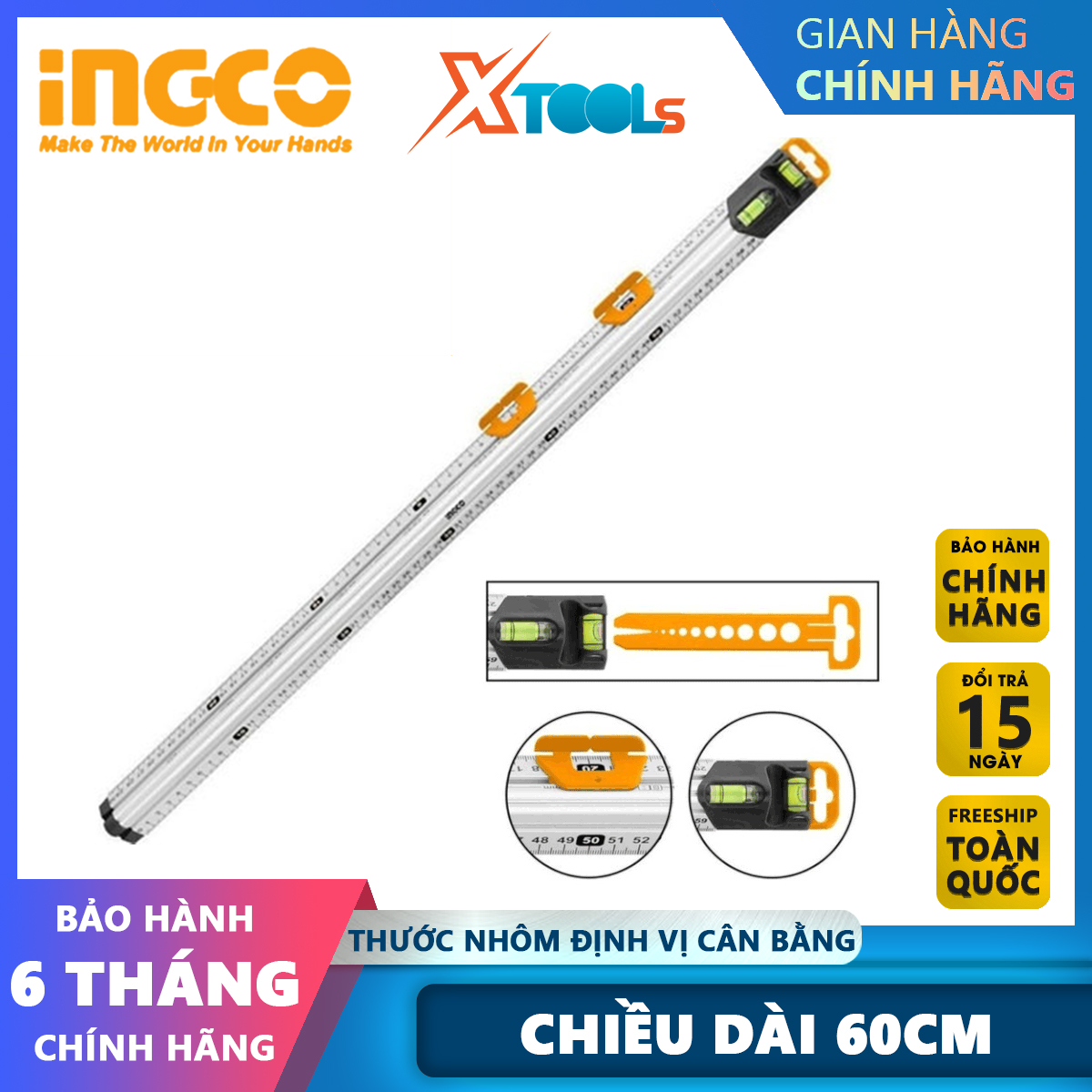 Ingco hsr36003 60cm aluminum multi-function building balance ruler multifunctional electrical socket measurement water pipe