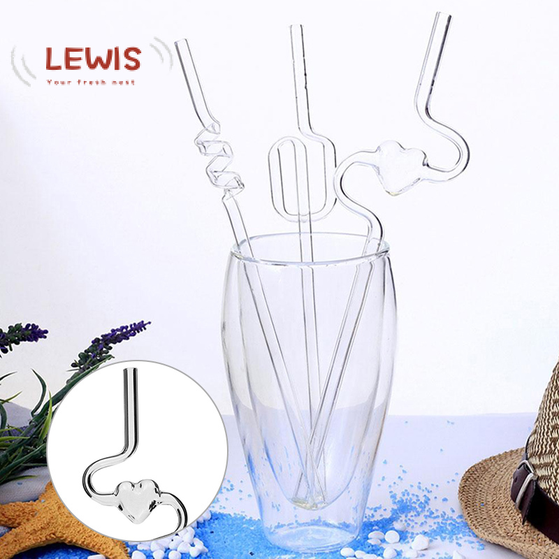 Lewis Transparent Bending Glass Straw High Temperature Resistance Drinking Tools New