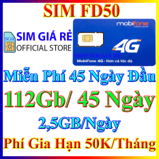 Sim 4g Mobifone FD50 gói 2,5Gb/ngày (75Gb/tháng) – Sim Mobi FD50N xài thả ga – Miễn phí 45 ngày đầu – Phí gia hạn chỉ 50k/tháng – Shop sim giá rẻ