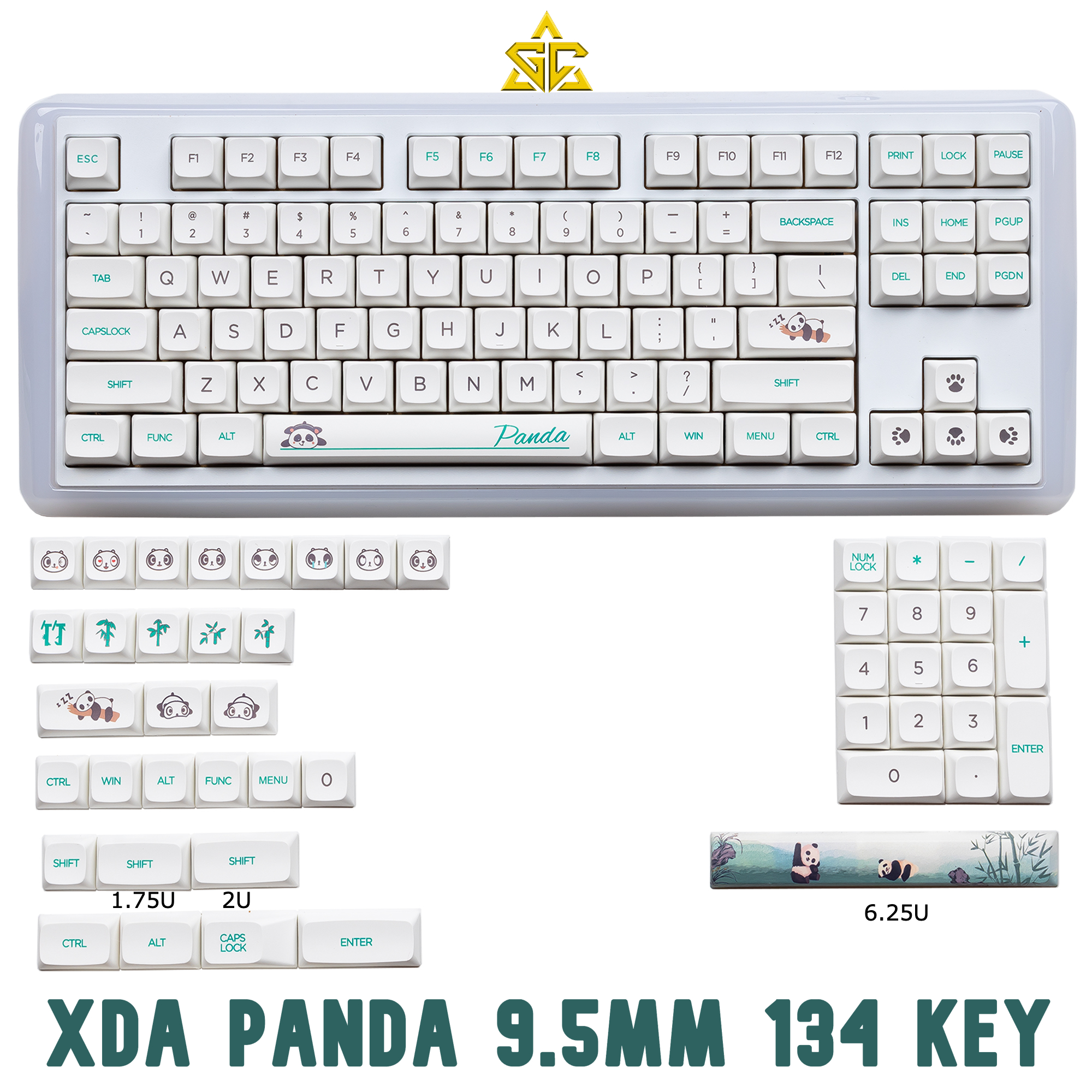 Keycap PANDA 134 nút bàn phím cơ Thick PBT dày 1.5MM XDA cao 9.5MM