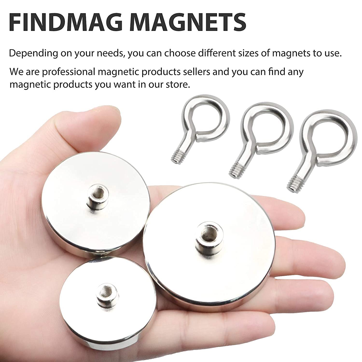 【Trending】 Fishing Magnets, Rare Earth Magnet with Countersunk Hole Eyebolt Diameter for Retrieving in River and Magnetic Fishing.