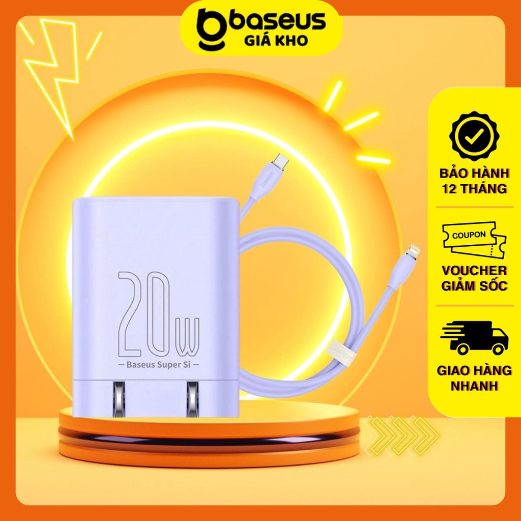 Bộ Sạc Nhanh Baseus Super Si Pro (1C 20W- Kèm Cáp C To Ip PD 20W 1M )
