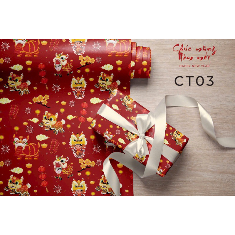 Giấy gói quà tết, giấy dán chậu hoa cúc, hoa mai trang trí tết