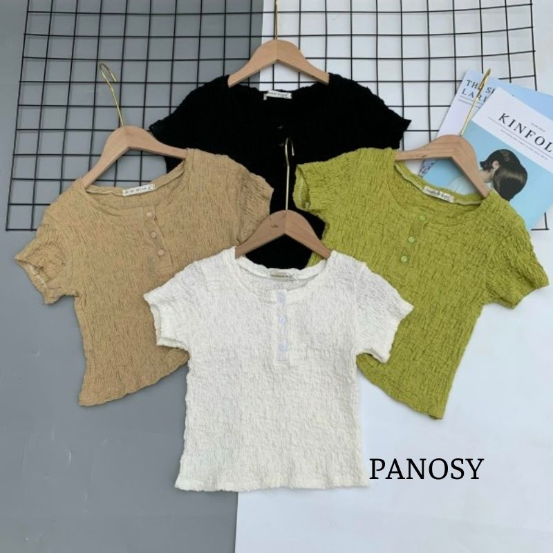 Áo thun nữ kiểu đẹp ôm body Hàn Quốc dáng croptop thời trang cổ tròn chất liệu vải xốp thoáng mát PANOSY - A601