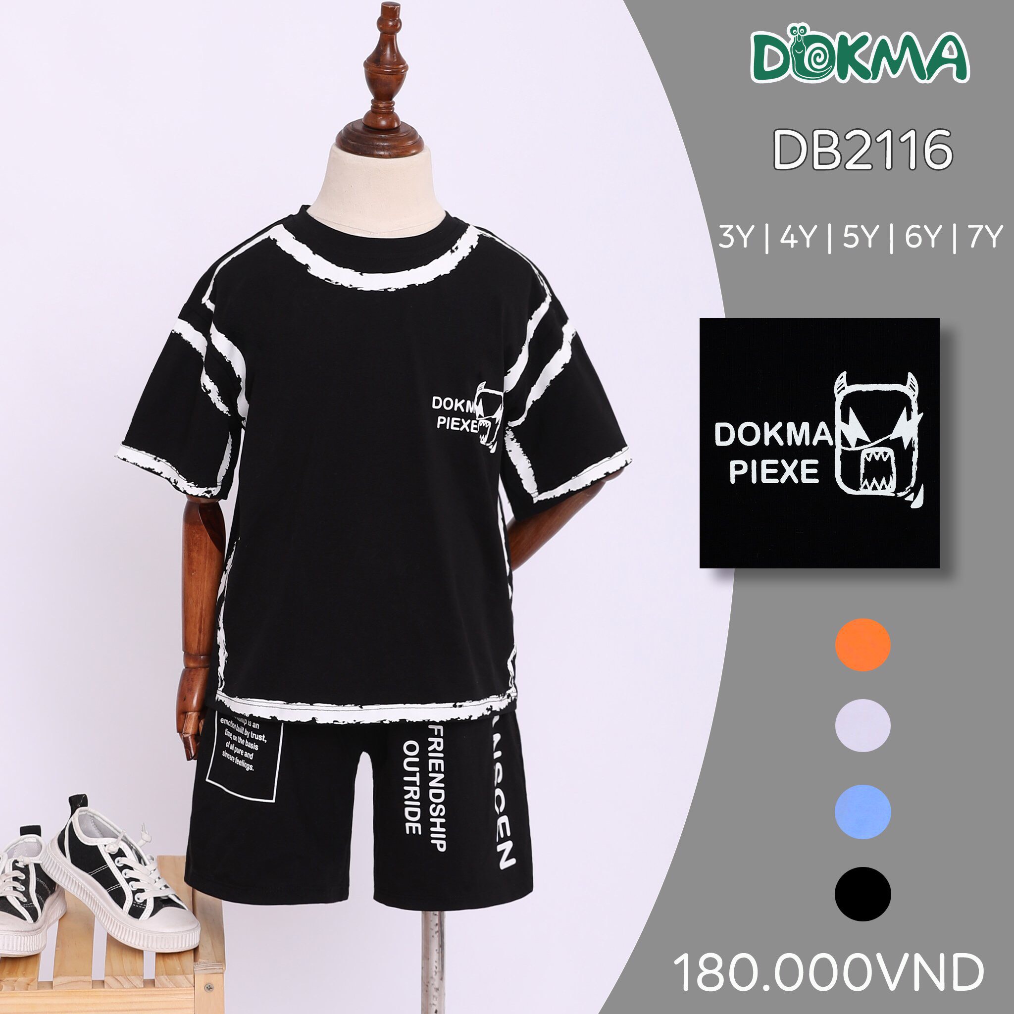 Cao cấp - bộ cộc tay cotton bé trai dokma 3-7y