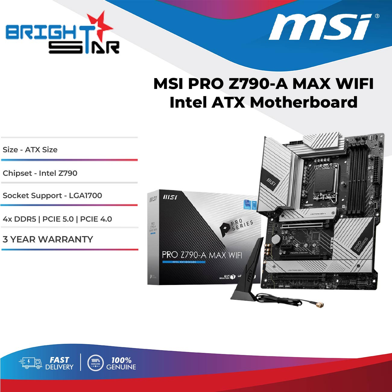 MSI PRO Z790A MAX WIFI Intel LGA1700 DDR5 Motherboard | Lazada