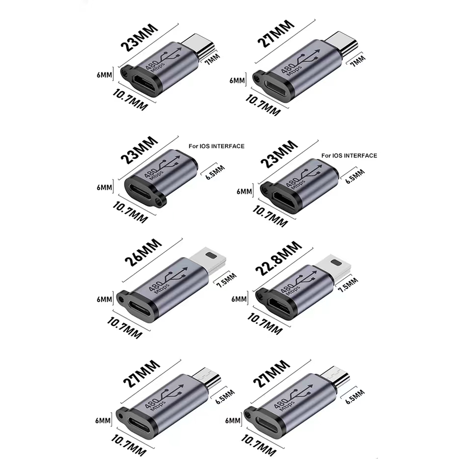 Sạc Bộ chuyển đổi truyền dữ liệu cho Iphone điện thoại Android chuyển sang Type-C chiếu sáng tương thích cho điện thoại di động Adapter USB C Micro USB Phích cắm chuyển converte