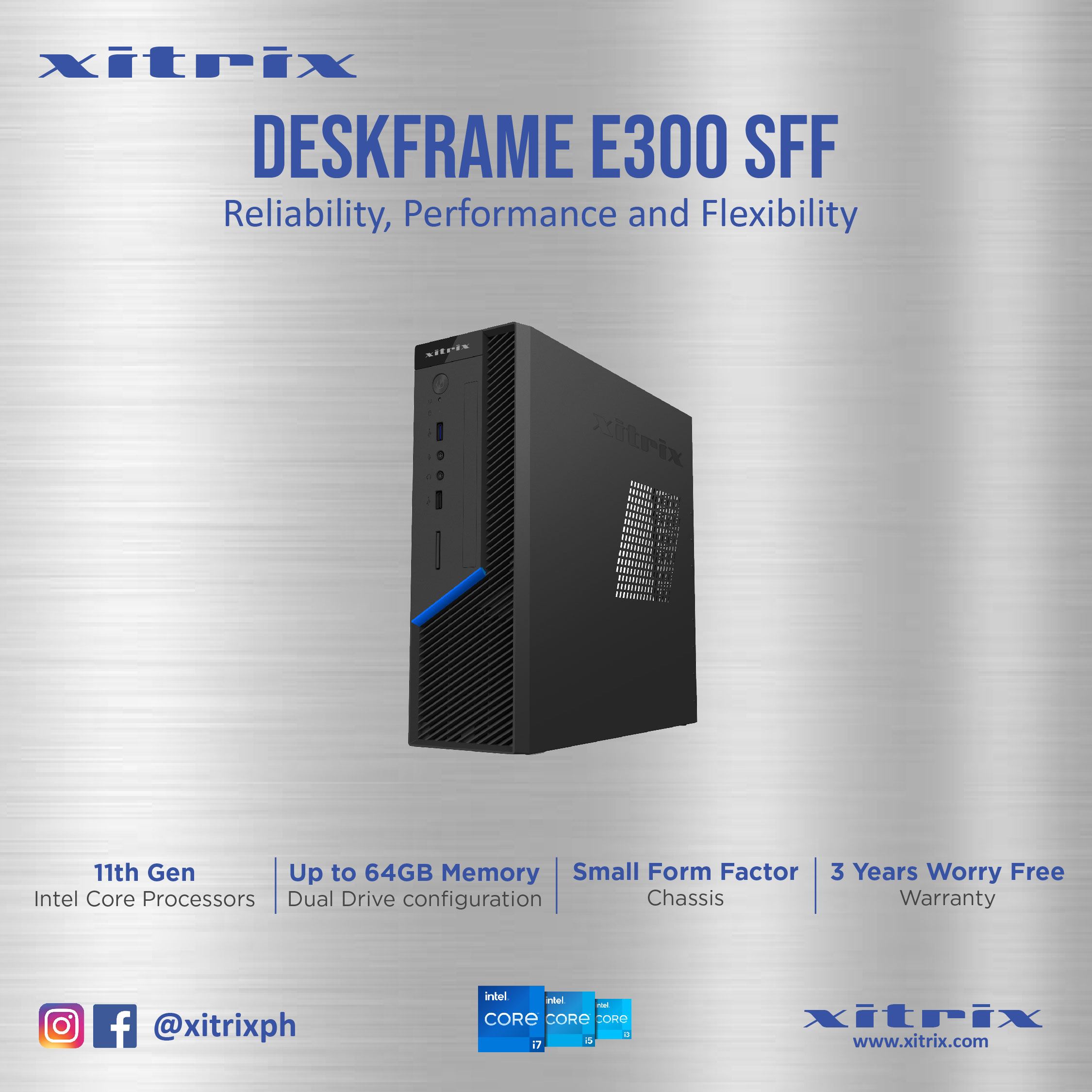 Xitrix Computer Xitrix DeskFrame E300 SFF 11G Core i7 Computer (Core i7-11700F, 16GB ...