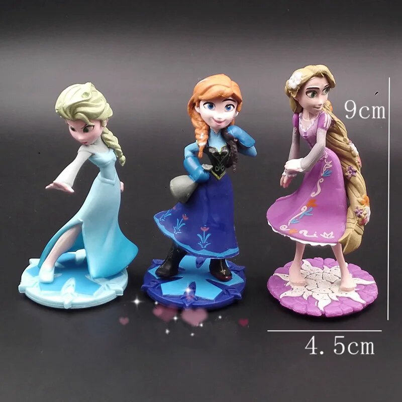 9cm Frozen Princess Anna Elsa Tangled Rapunzel PVC Action Figure Toys
