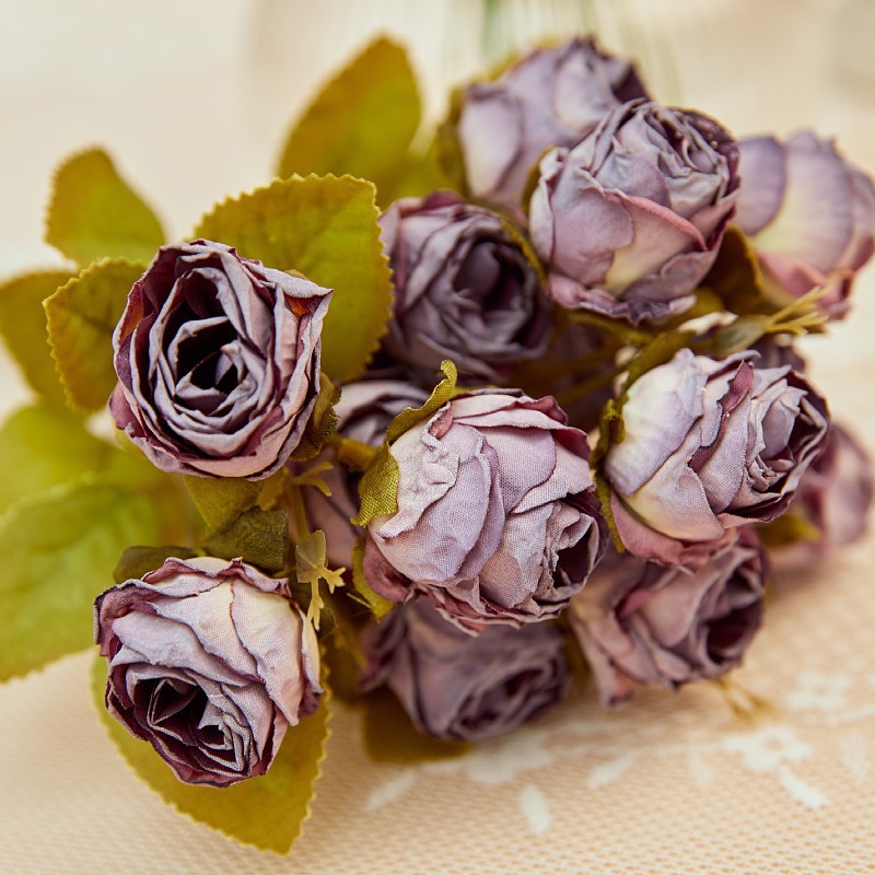 Fake Gothic Roses Artificial Burnt Roses 12 Heads Silk Vintage Flowers Gothic Rose ...