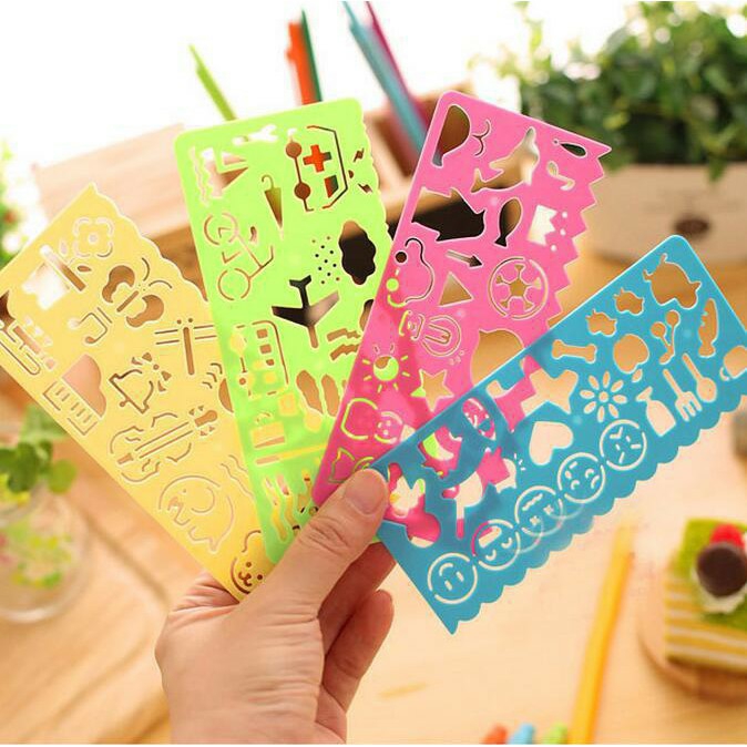 Thước kẻ in hình nhiều màu cho bé tập vẽ thước kẽ đa hình, dụng cụ học tập, dụng cụ học sinh, thước kẻ, thước đo