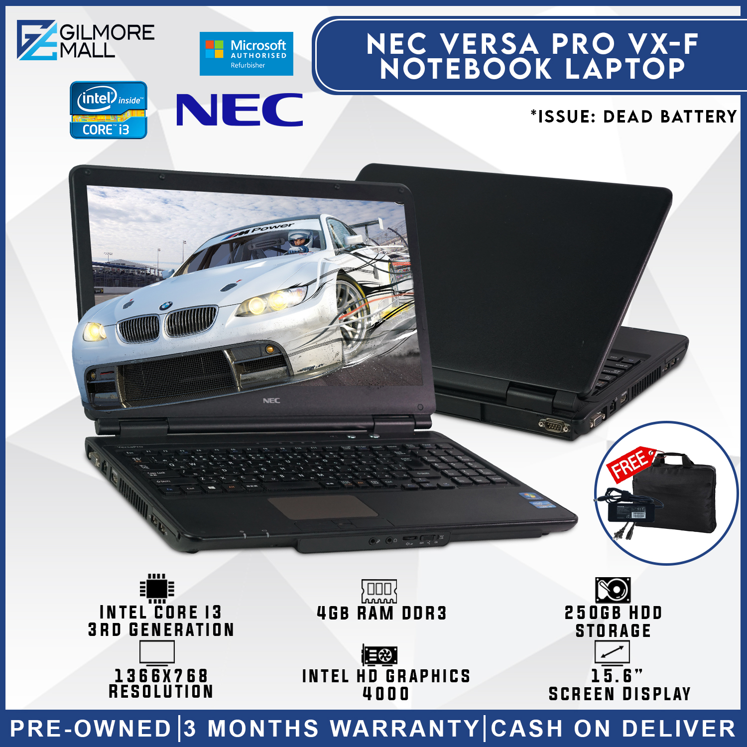 NEC Versa Pro VX-F Notebook Laptop Intel Core i3 3rd Gen 4GB RAM