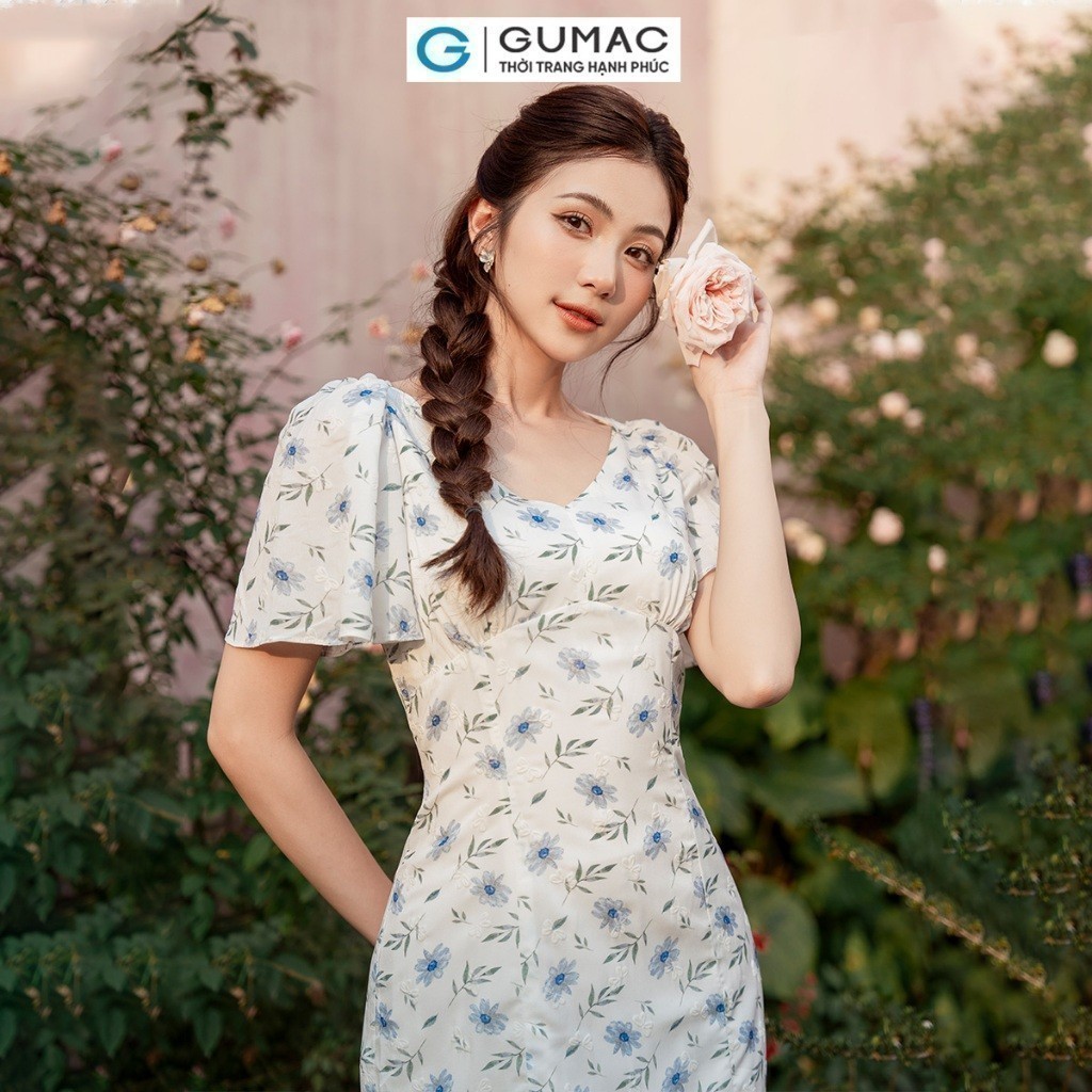 Đầm nữ đuôi cá cổ V thời trang GUMAC DE03018