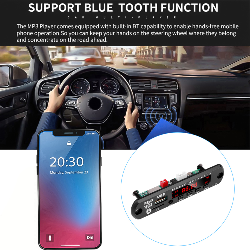 KEBIDU Bảng Mạch Giải Mã Máy Nghe Nhạc MP3 Bluetooth 5.0 Không Dây 9-12V Mô-đun 9-12V USB Thẻ TF Đài FM AUXWith Điều Khiển Từ Xa