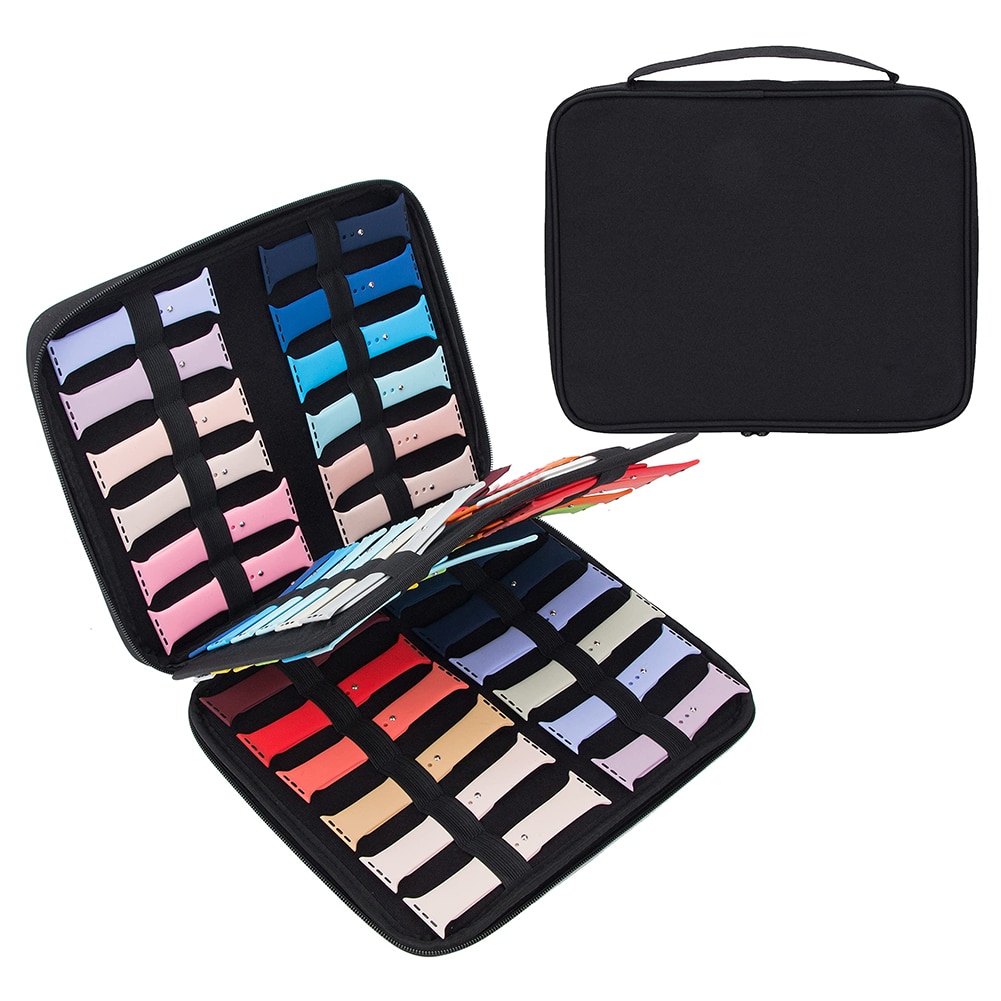 {：”— ： Storage Boxes Portable Wrist Watch Strap Storage Bag Travel Double Layer Watchband Charging Cable Organizer Holder Pouch Case