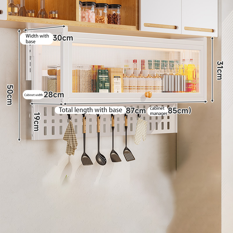 KS Dust-proof, non-perforated, wall-mounted, kitchen microwave oven, shelf hanging cabinet, seasoning pots and pans under the hanging cabinet, multi-functional storage cabinet