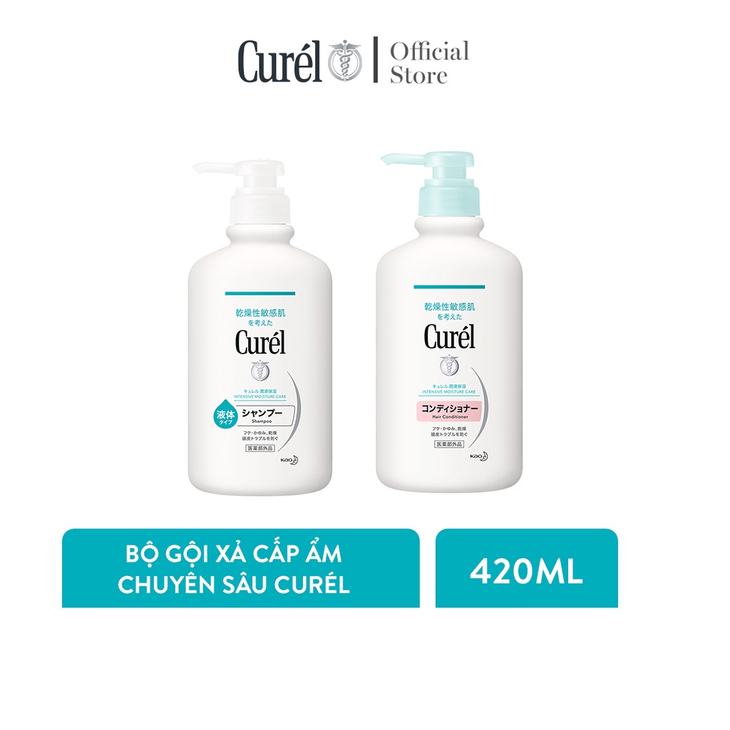 Combo gội xả cấp ẩm chuyên sâu Curél (Gội 420ml + Xả 420ml)