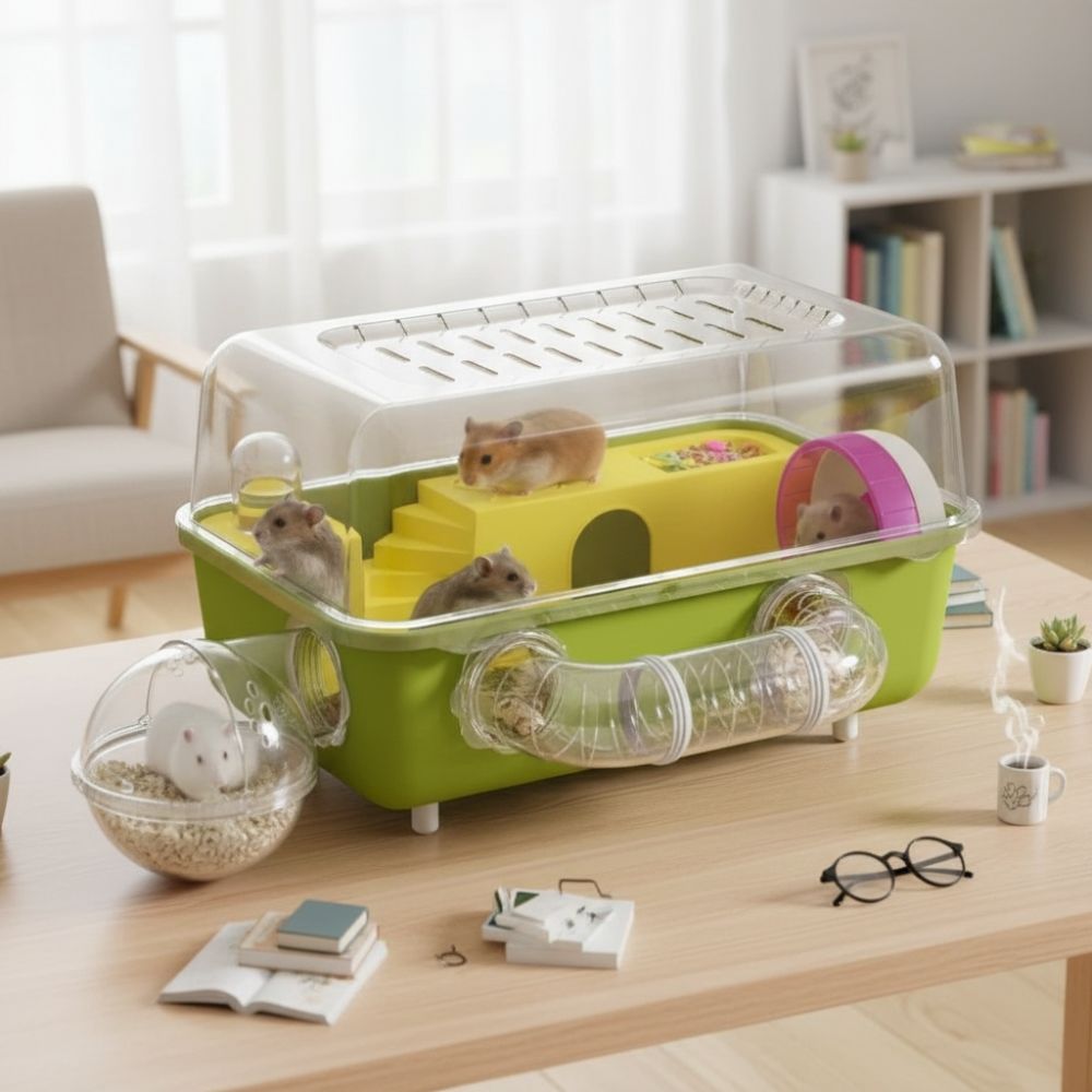 Oversized Panoramic View Hamster Cage Double Clear Running Wheel ...