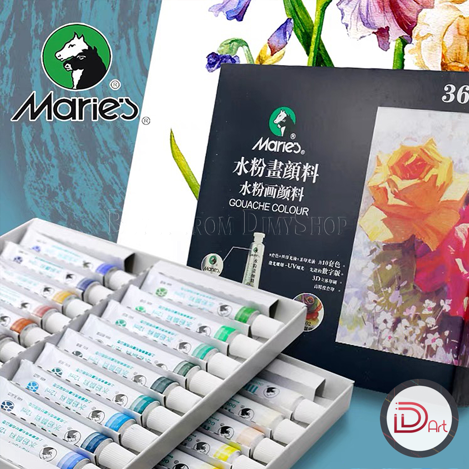 Bộ Màu Gouache MARIE's 12/18/24/36 Màu (Hộp Giấy 12ml)
