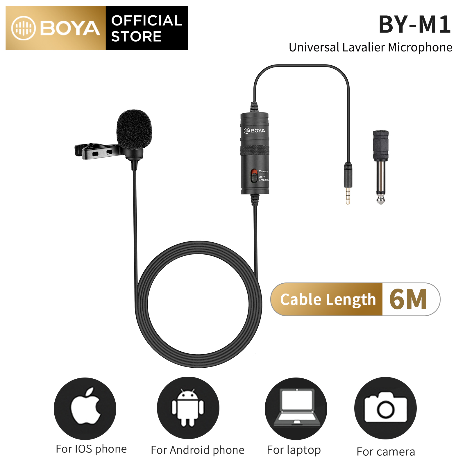 BOYA BYM1 Pro M1DM Omnidirectional Original Lavalier Microphone Clip