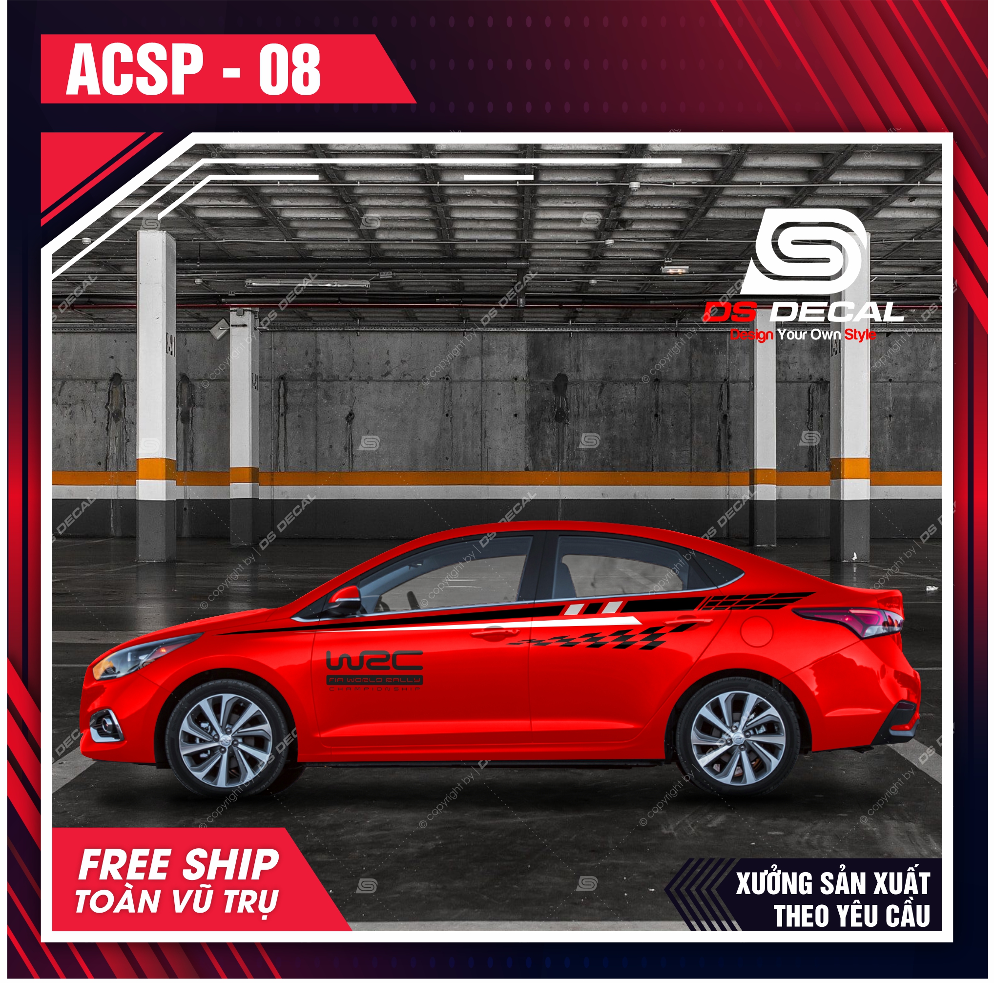 TOP 8 tem dán xe Hyundai Accent, decal dán sườn xe DS Decal