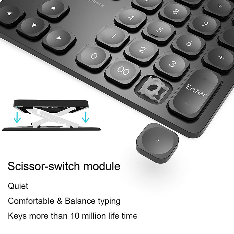 36 Keys Numeric Keyboard Rechargeable Dual Bluetooth Wireless Number Keypad Mini External Numpad For IPad Laptop Windows IOS AITENG. 