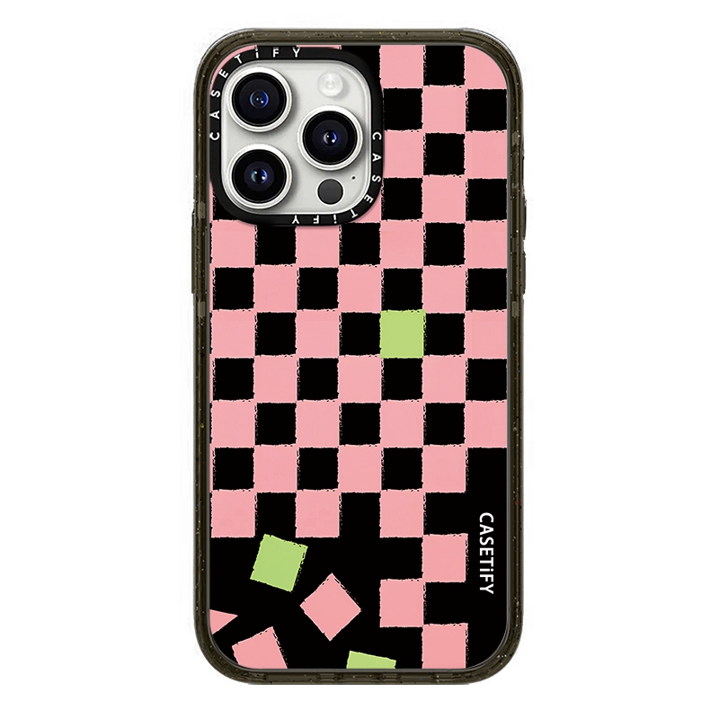 CASETiFY Checkered Pattern Hard Case For iPhone 15 14 Plus 11 12 13 Pro 15Pro Max impact Clear Acrylic Cover