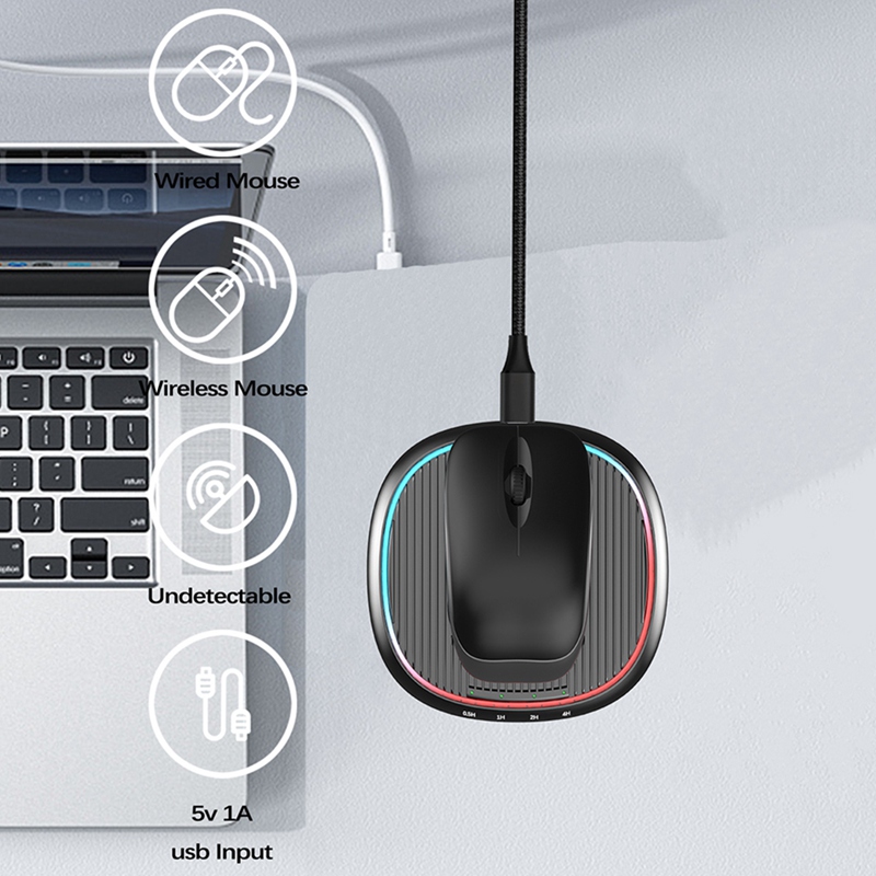 Mouse Movement Simulator Timer Mouse Jiggler Mouse Mover Driver Free with 7 RGB Lights Mouse Movement Simulation