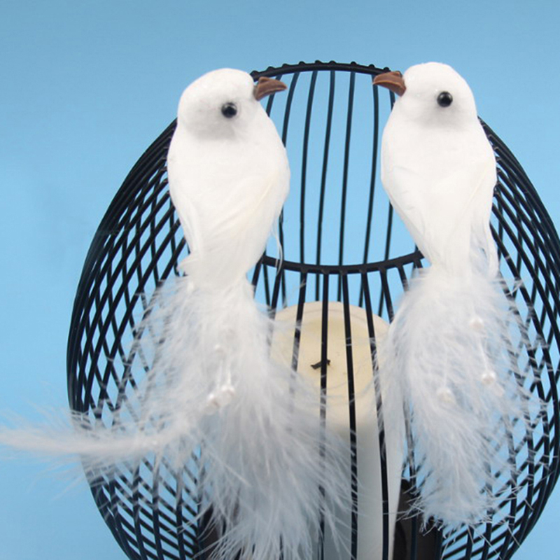 [FU💖] 1Pcs Birds Simulation Artificial Feather Doves Feather Park Mall Ornament