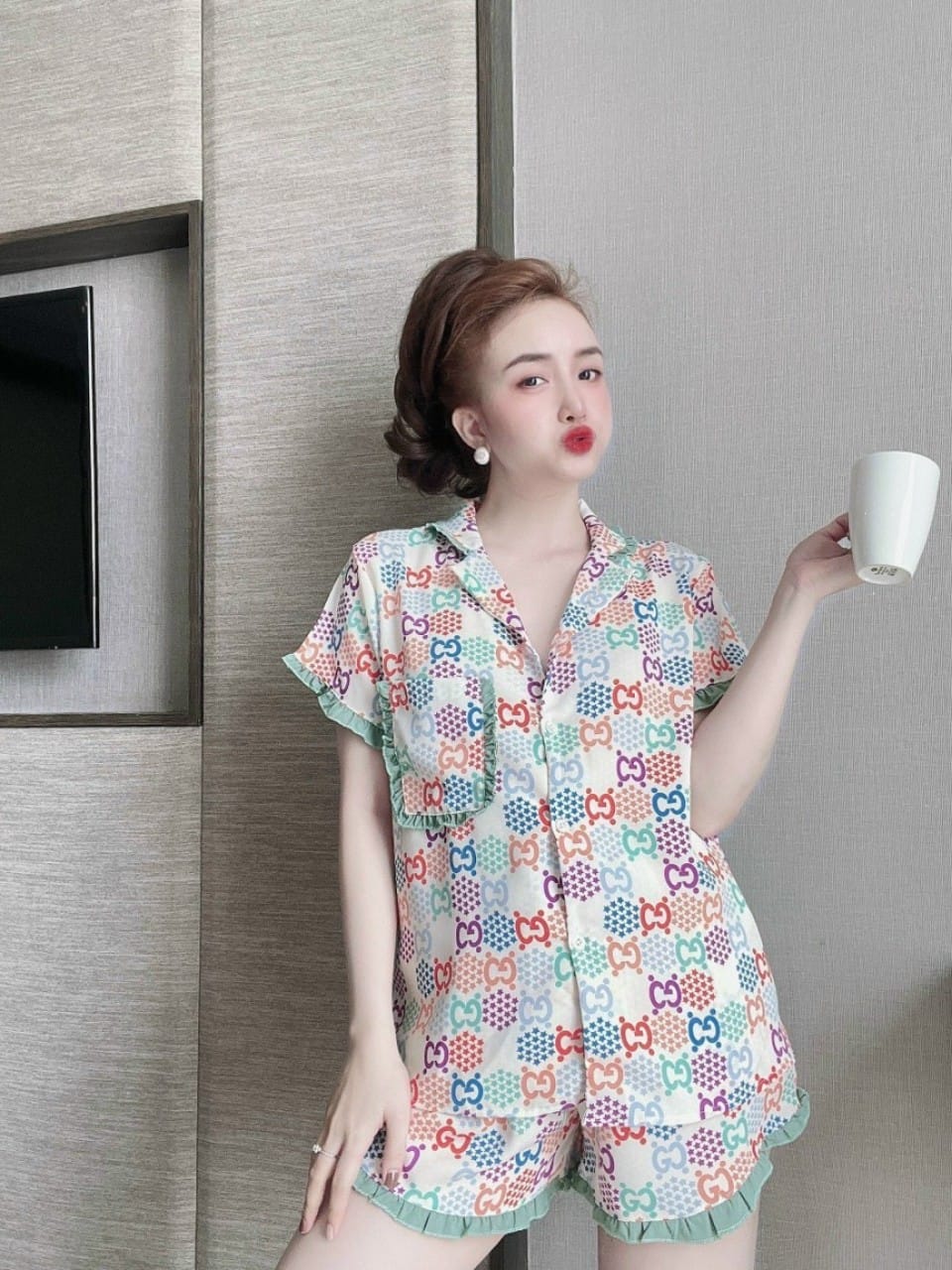 [HCM]Set Bộ Lụa Mango Đùi , Xinh Yêu Hàng Cao Cấp ( dưới 58kg) - Mẫu mặc sp thật