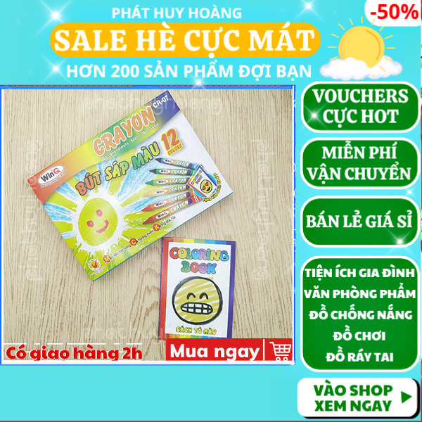 Hộp bút sáp màu 12 cây cực đẹp cho bé ,bút chì màu ,bút cute ,bút sáp màu ,bút sáp nhiều màu , đồ dùng học tập, Phát Huy Hoàng