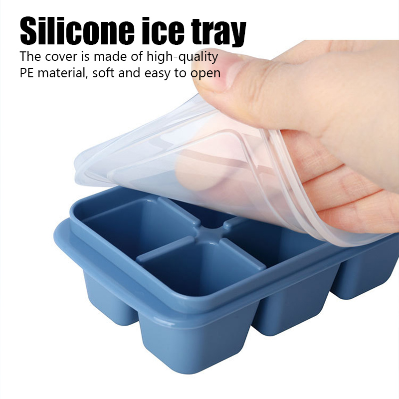 Silicone Ice Cube Maker Trays with Lids Small Square Mold Ice Maker Kitchen Tools Accessories Ice Mold