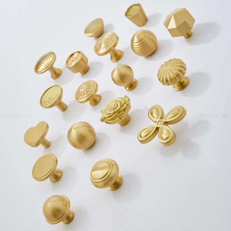 Solid Brass Furniture Handle Door Knobs Gold Single Hole Handles For ...