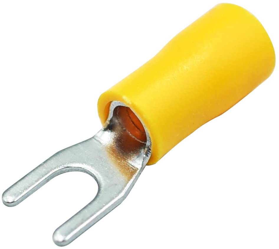 100PCS Insulated Fork Spade Terminals - 14-16 AWG Wire Crimp Connectors For Car Audio & Marine