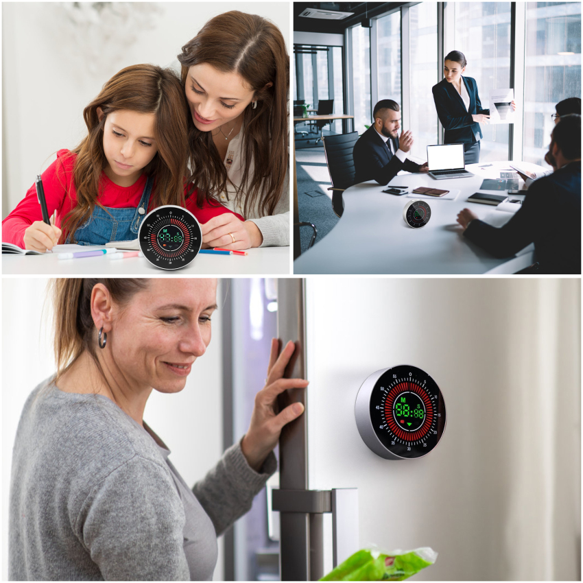 Pro Digital Rechargeable Visual Timer With 3.4 Inch Colour Screen, 60 Minutes Countdown Kitchen Timer For Children Adults, Time Management Tool For Learning Work Cooking Teaching