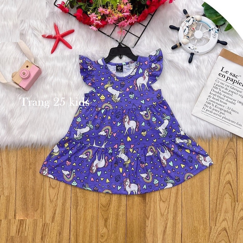 [HCM]Đầm Thun Cho Bé Gái Vải Xuất Dư , Đầm Cánh Tiên Chuẩn Size Ad026