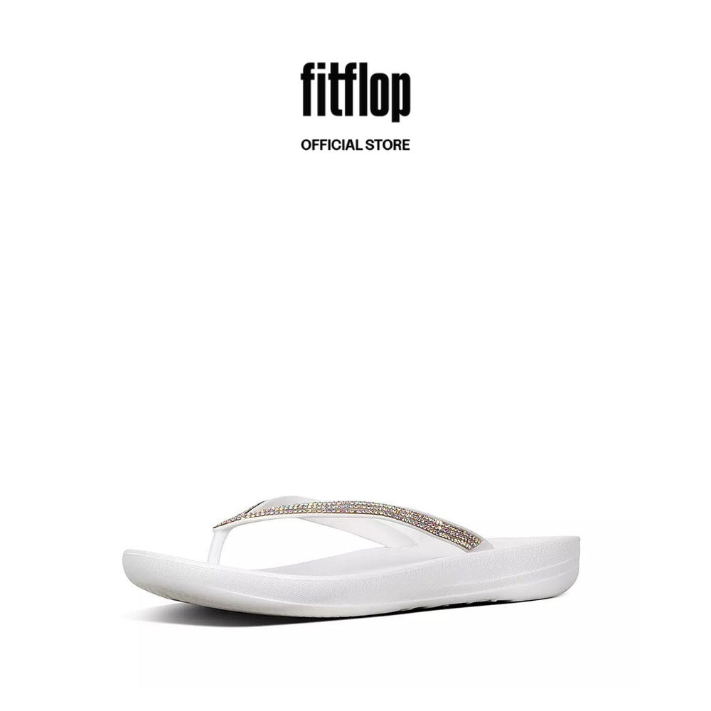 FitFlop IQUSHION Women's Sparkle Flip-Flops Urban White (R08-194