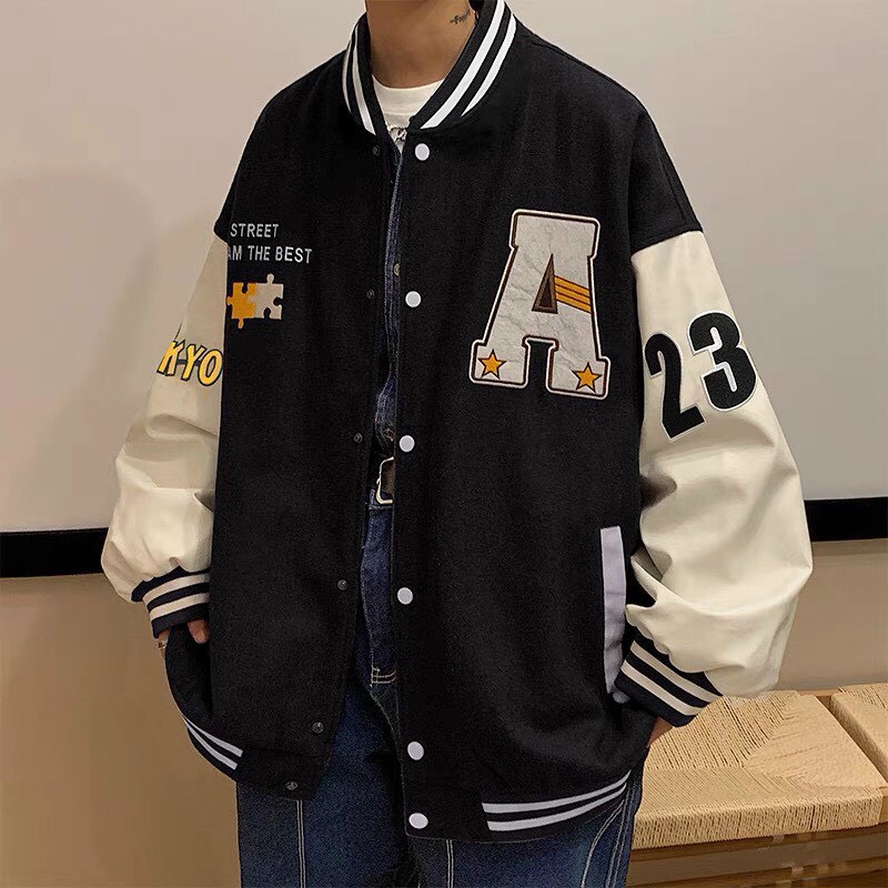 Áo khoác varsity jacket A27 bomber bóng chày basic nam nữ form rộng