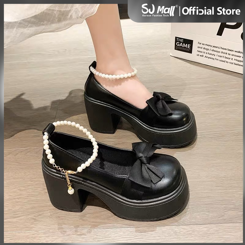 Korean Fashion Chunky Ankle boots Women shoes Leather Women'S High