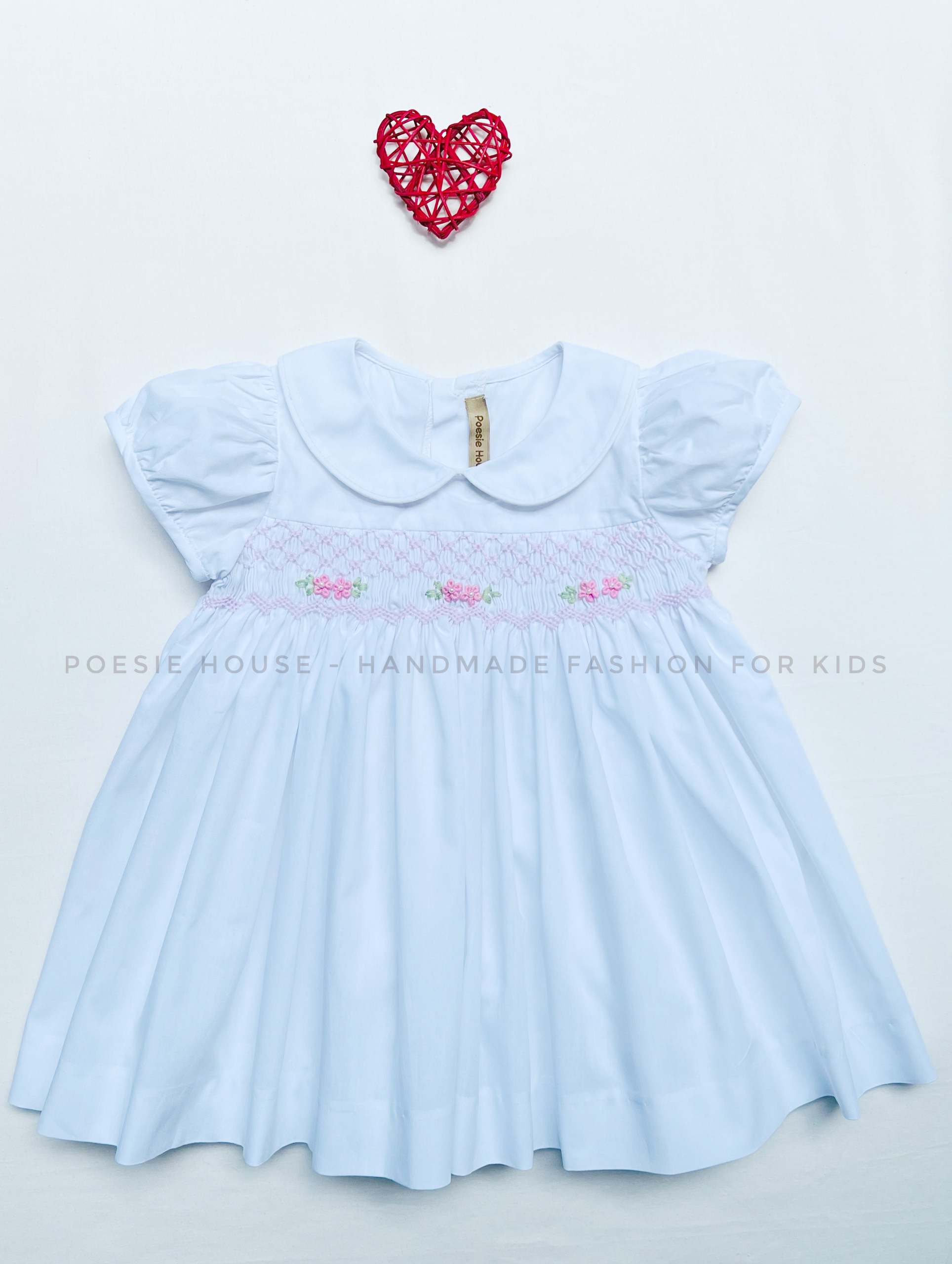 ĐẦM SMOCK TRẮNG CỔ PETER PAN (Smock hồng)