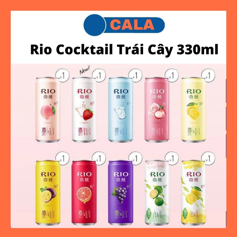 (10 Vị) Cocktail Hoa Quả Cao Cấp Rio Lon 330ml