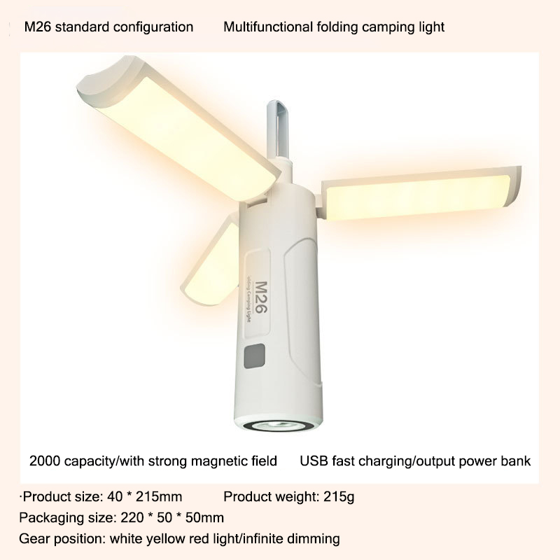 Outdoor lighting folding camping light multifunctional magnetic work light flashlight warning light