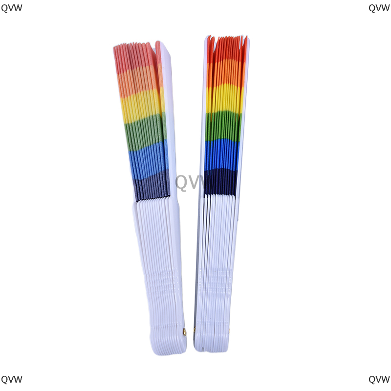 QVW 1 chiếc quạt cầu vồng quạt gấp cầm tay nhảy múa trang trí quạt thủ công nghệ thuật trang trí